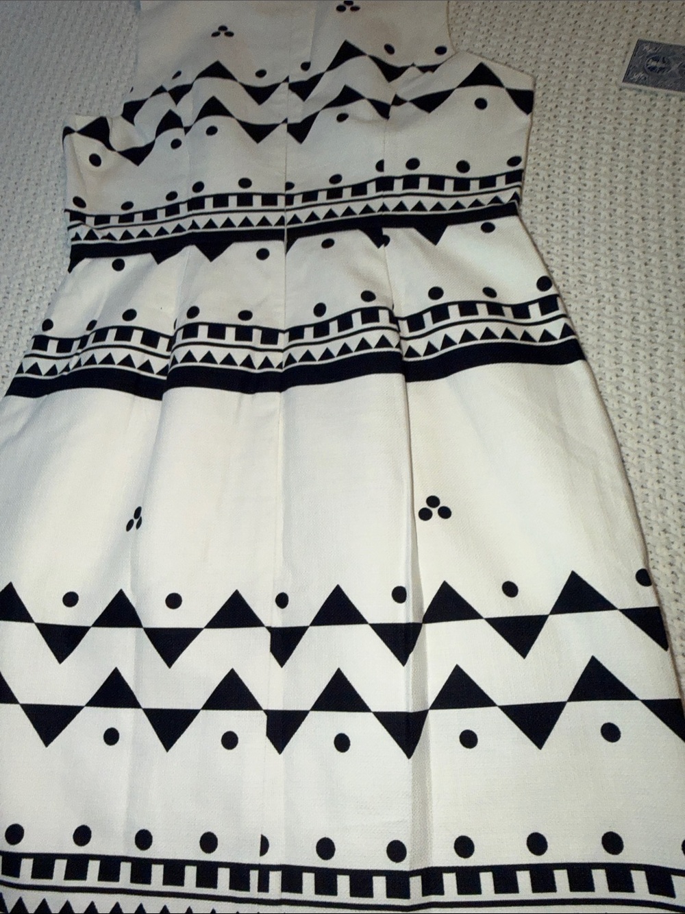 J. Crew Cream Dress with Black Geometric Pattern - Picture 4 of 6